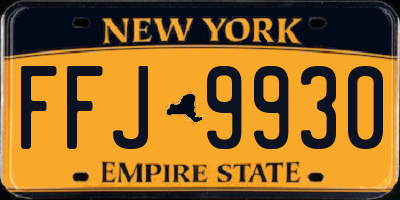 NY license plate FFJ9930
