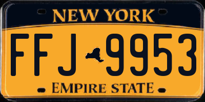 NY license plate FFJ9953