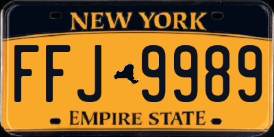 NY license plate FFJ9989