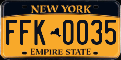 NY license plate FFK0035