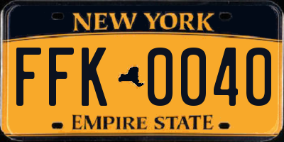 NY license plate FFK0040