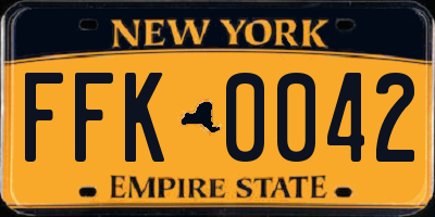 NY license plate FFK0042