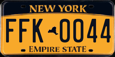 NY license plate FFK0044
