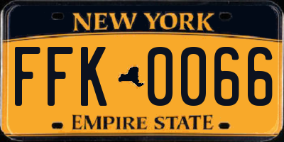 NY license plate FFK0066