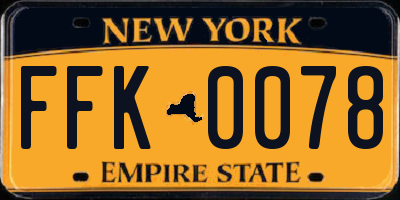 NY license plate FFK0078