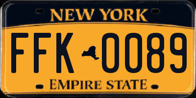 NY license plate FFK0089