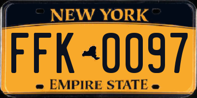 NY license plate FFK0097