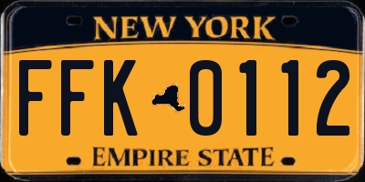 NY license plate FFK0112