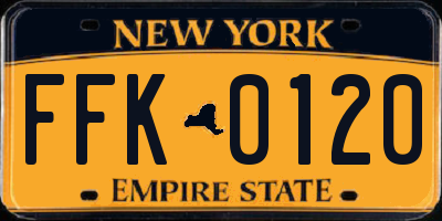 NY license plate FFK0120