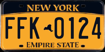 NY license plate FFK0124