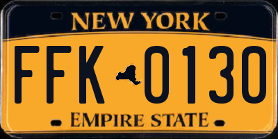 NY license plate FFK0130