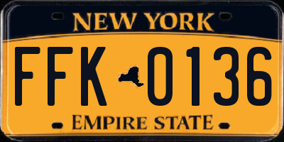 NY license plate FFK0136