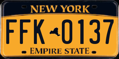 NY license plate FFK0137