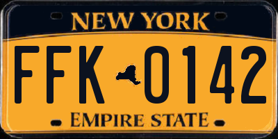 NY license plate FFK0142