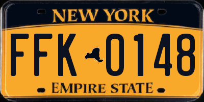 NY license plate FFK0148
