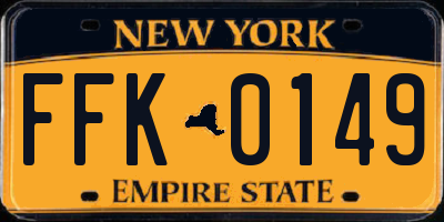 NY license plate FFK0149
