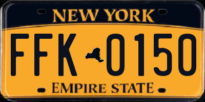 NY license plate FFK0150