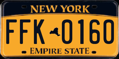 NY license plate FFK0160