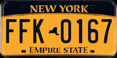 NY license plate FFK0167