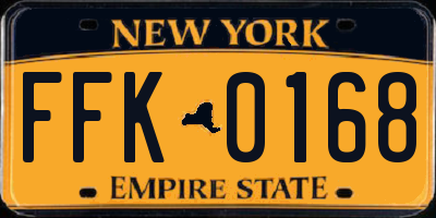 NY license plate FFK0168