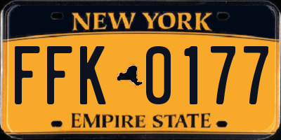 NY license plate FFK0177
