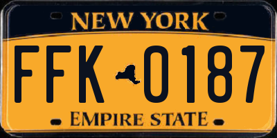 NY license plate FFK0187