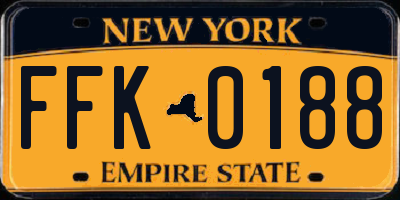 NY license plate FFK0188