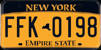 NY license plate FFK0198