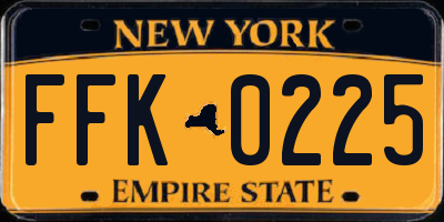 NY license plate FFK0225