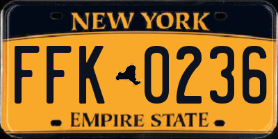 NY license plate FFK0236
