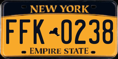NY license plate FFK0238