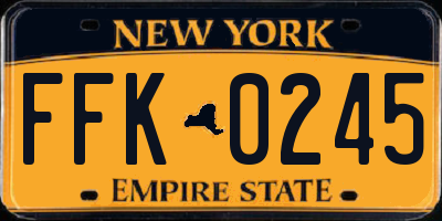 NY license plate FFK0245