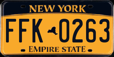 NY license plate FFK0263