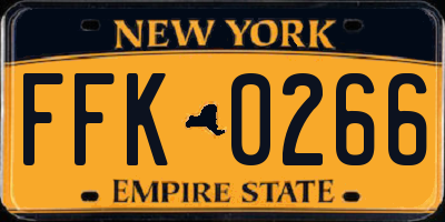 NY license plate FFK0266