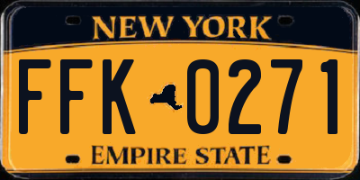 NY license plate FFK0271
