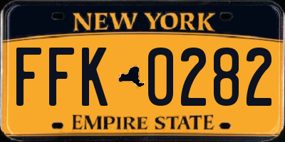 NY license plate FFK0282