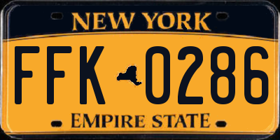 NY license plate FFK0286