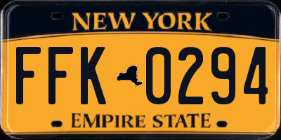 NY license plate FFK0294