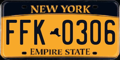 NY license plate FFK0306