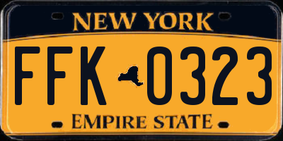 NY license plate FFK0323