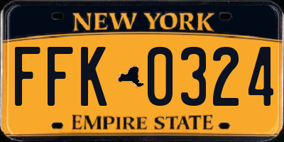 NY license plate FFK0324