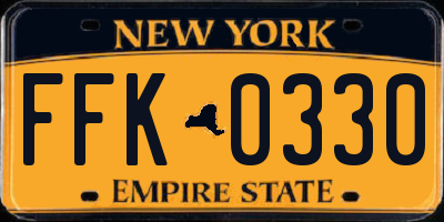 NY license plate FFK0330