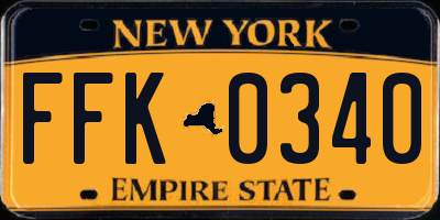 NY license plate FFK0340
