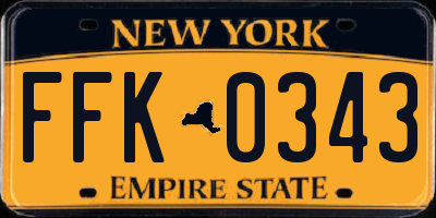 NY license plate FFK0343
