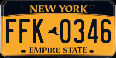 NY license plate FFK0346