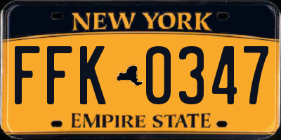 NY license plate FFK0347
