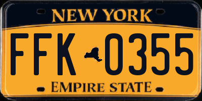 NY license plate FFK0355