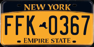 NY license plate FFK0367
