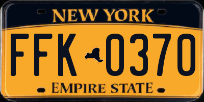 NY license plate FFK0370