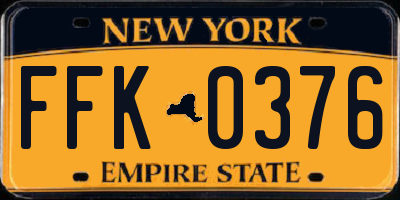 NY license plate FFK0376